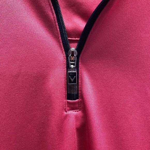 Callaway Size Large Pink Black 1/4 Zip Sleeveless Golf Shirt - Picture 4 of 4